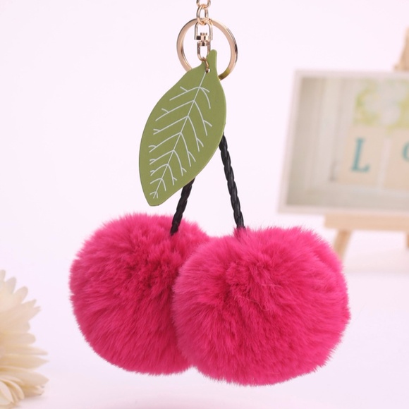 Cute Nation Accessories - NEW Cute Cherry Pom Pom Handbag Charm/Keychain 20